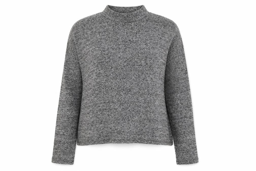 Front view of Divided by H&M women’s grey round neck polyester jumper, size S