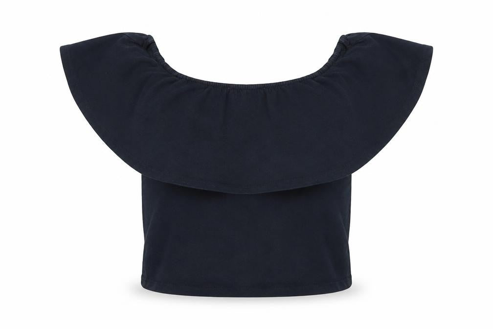 Bershka Womens Black Polyester Cropped T-Shirt Size S Off the Shoulder