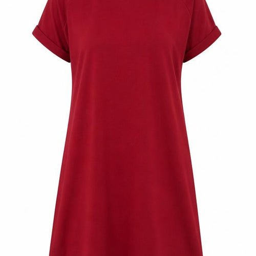 SheIn Womens Red Polyester T-Shirt Dress Size S Crew Neck