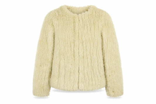 Front view of New Look women’s beige jacket, size UK 8, hook & eye