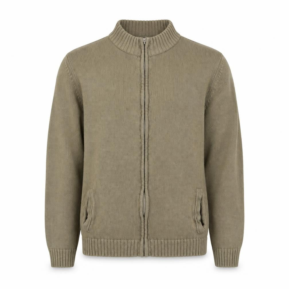 Oak Valley Mens Green High Neck Acrylic Full Zip Jumper Size L