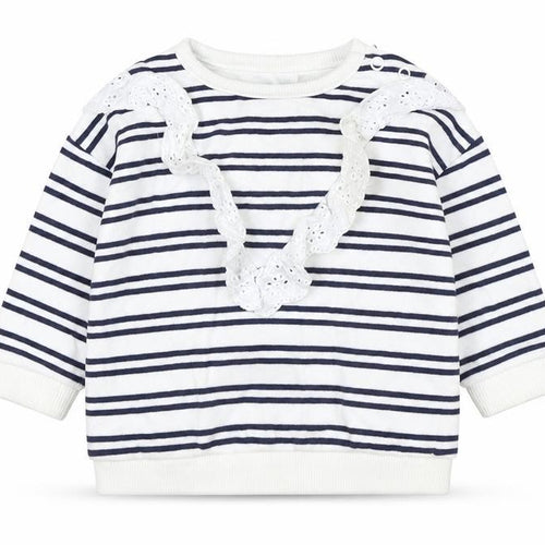 F&F Baby White Striped Cotton Pullover Jumper Size 3-6 Months