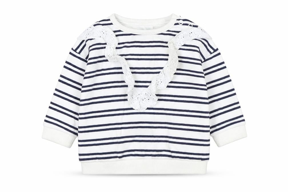 F&F Baby White Striped Cotton Pullover Jumper Size 3-6 Months