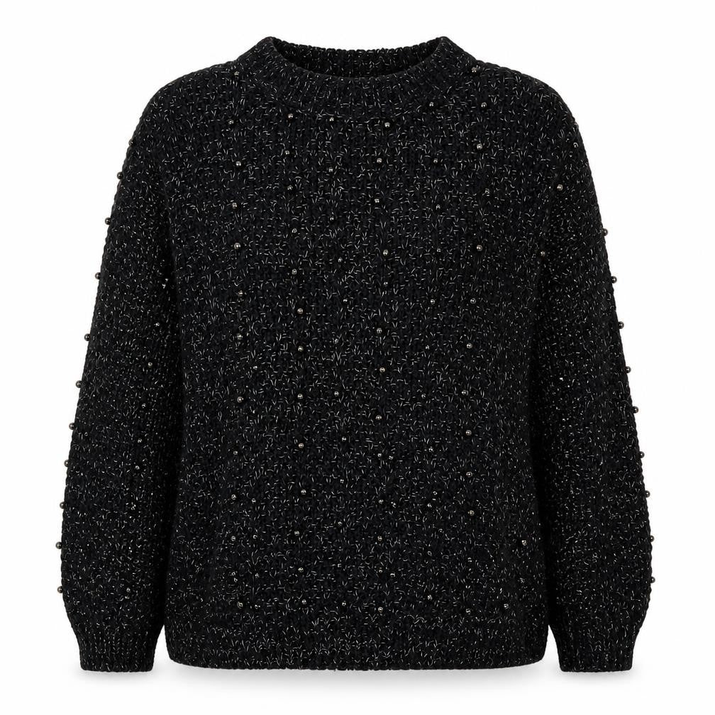 Front view of Papaya women’s blue round neck acrylic jumper, size S