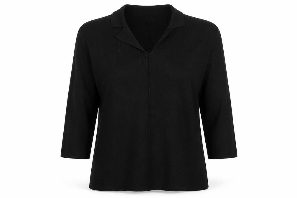 Today's Woman Womens Black V-Neck Acrylic Pullover Jumper Size L
