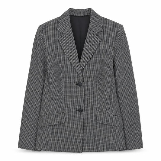 Front view of Bianca women’s black check jacket blazer, size UK 8, button