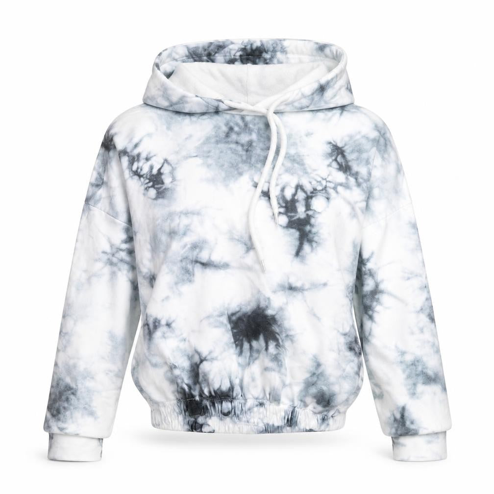 evra Womens Grey Geometric Cotton Pullover Hoodie Size M Pullover - Marble