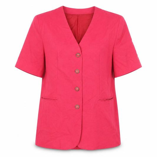 Front view of Klass women’s pink jacket, size UK 12, button