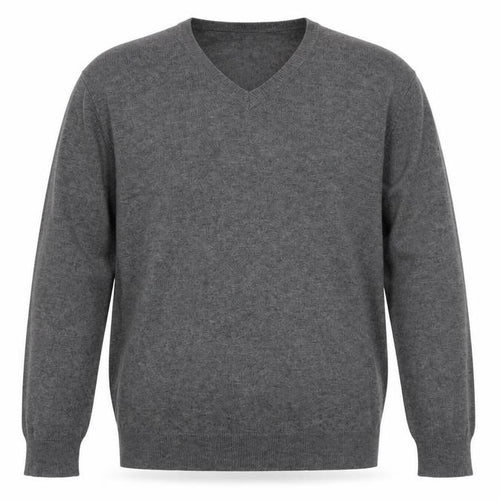 Avenue Mens Grey V-Neck Acrylic Pullover Jumper Size M