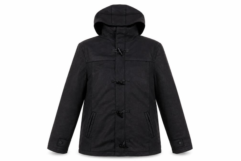 Front view of I Love 2 Love women’s black jacket, size M, toggle