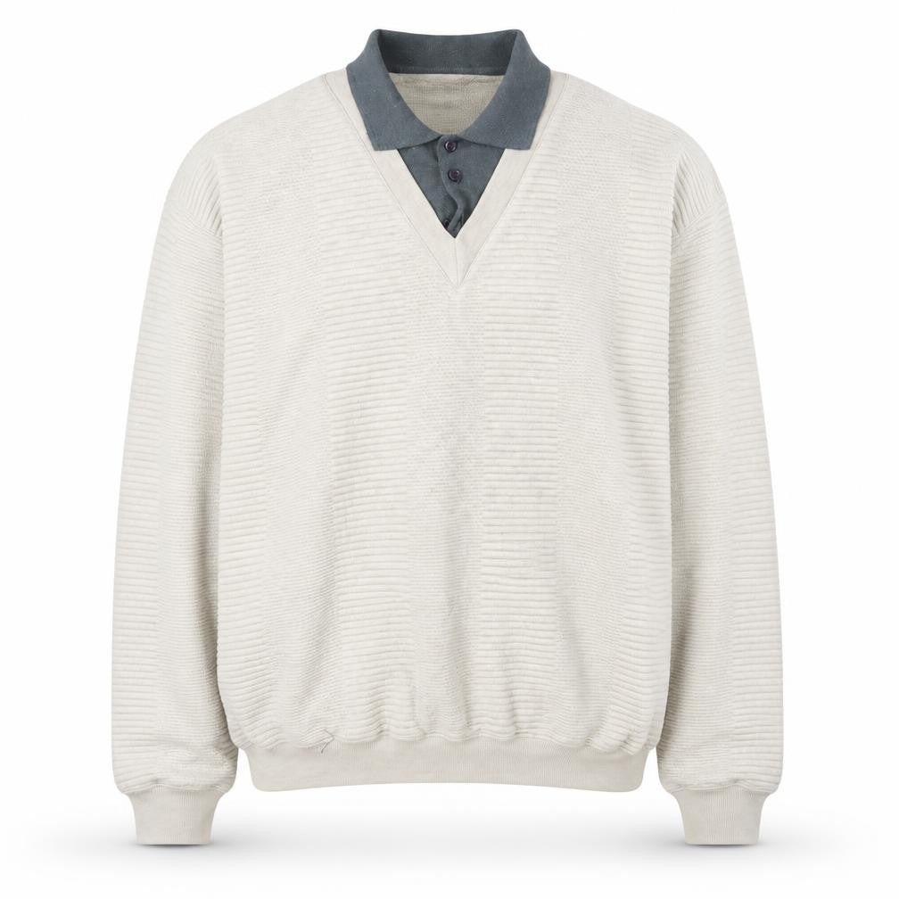 Berkertex Mens Beige Collared Polyester Pullover Jumper Size L