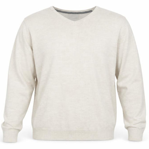 Marks and Spencer Mens Beige V-Neck Acrylic Pullover Jumper Size XL