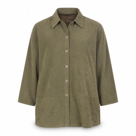Front view of Lady G women’s green jacket, size UK 16, button