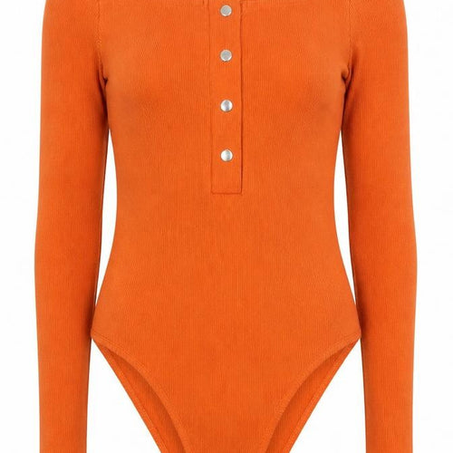 Lalita Womens Orange Cotton Bodysuit One-Piece Size 10 Snap