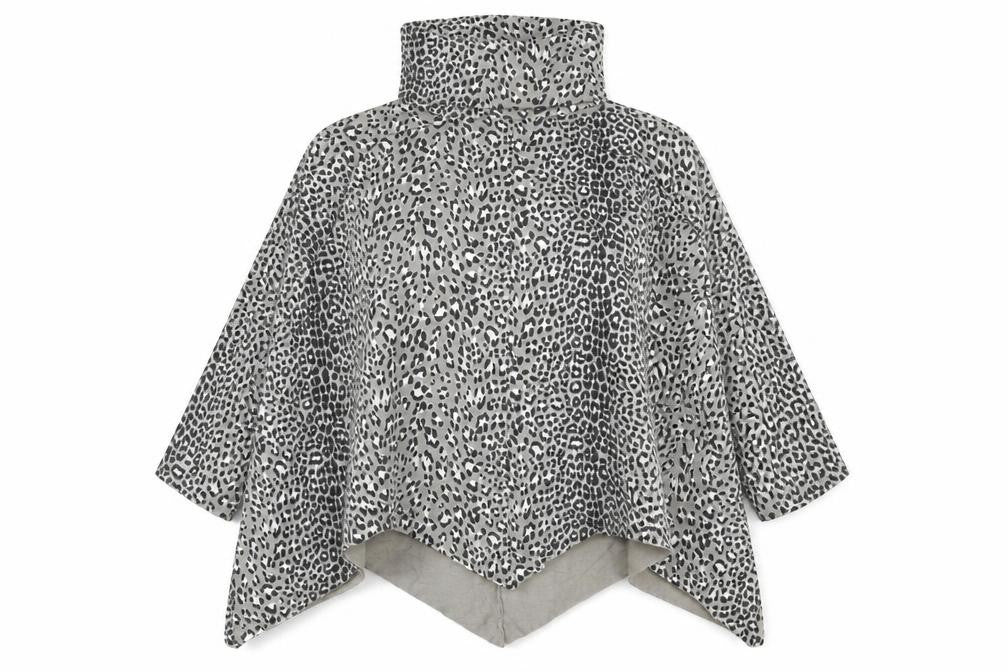 Preworn Womens Grey Roll Neck Animal Print Cotton Pullover Jumper Size 16 - Leopard Print