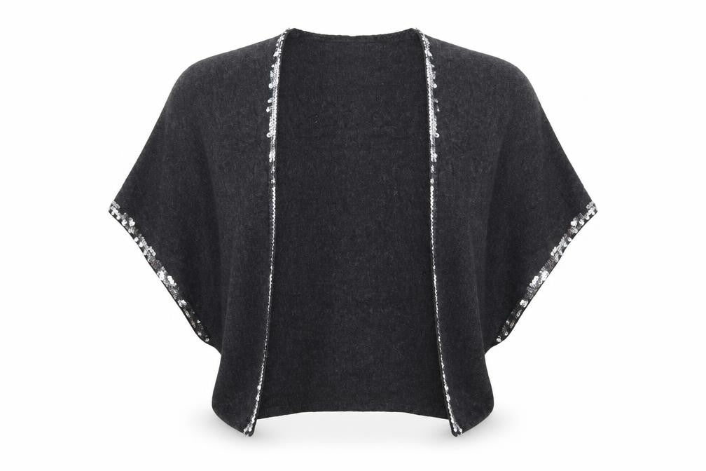Precis Petite Womens Grey V-Neck Cotton Shrug Jumper Size S