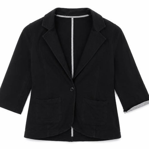 Denim & Co. Womens Black Cotton Jacket Blazer Size 10