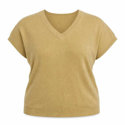 ANNE WEYBURN Womens Beige V-Neck Acrylic Pullover Jumper Size 18