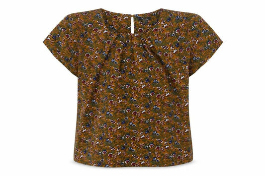 Front view of Cutie women’s multicoloured floral polyester basic blouse, size UK 16, round neck