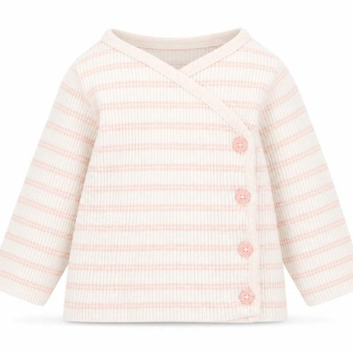 Mint Velvet Girls Beige Striped Nylon Cardigan Jumper Size 3-6 Months Button