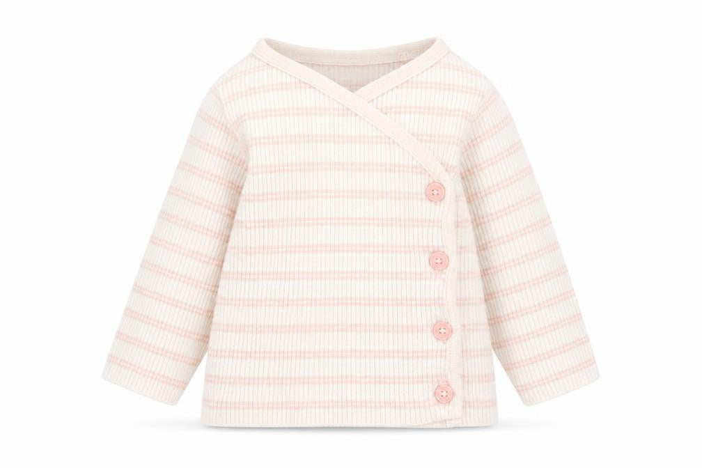 Mint Velvet Girls Beige Striped Nylon Cardigan Jumper Size 3-6 Months Button