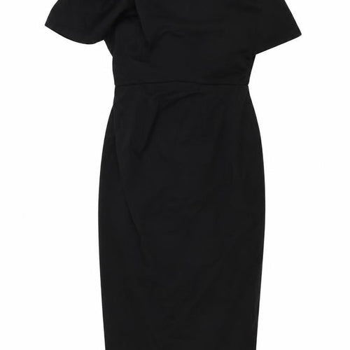 ASOS Womens Black Polyester Pencil Dress Size 8 Round Neck Zip