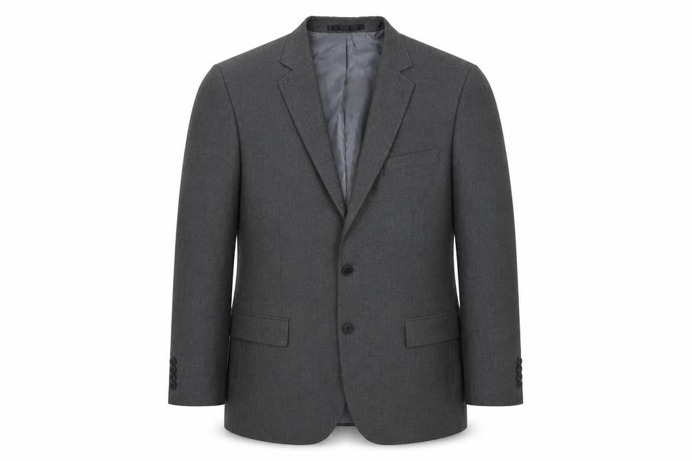 Front view of Marks & Spencer men’s grey polyester jacket suit jacket, size 42