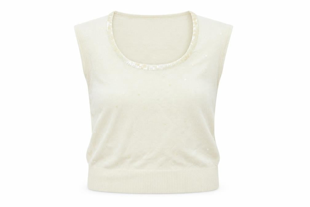 Front view of Precis women’s ivory scoop neck viscose jumper, size L