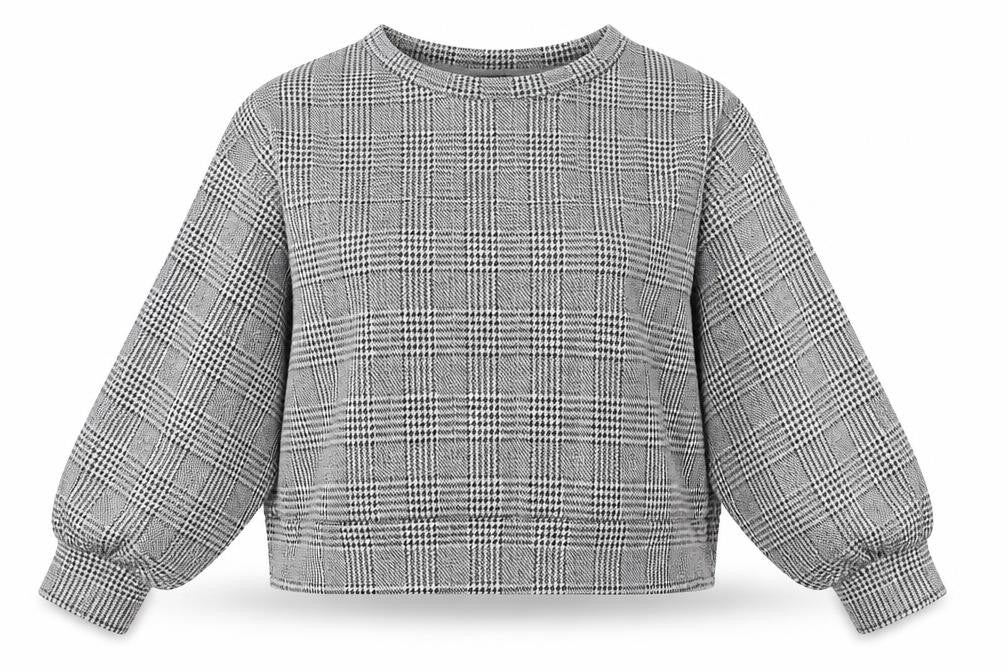Front view of New Look women’s grey round neck geometric polyester jumper, size UK 16