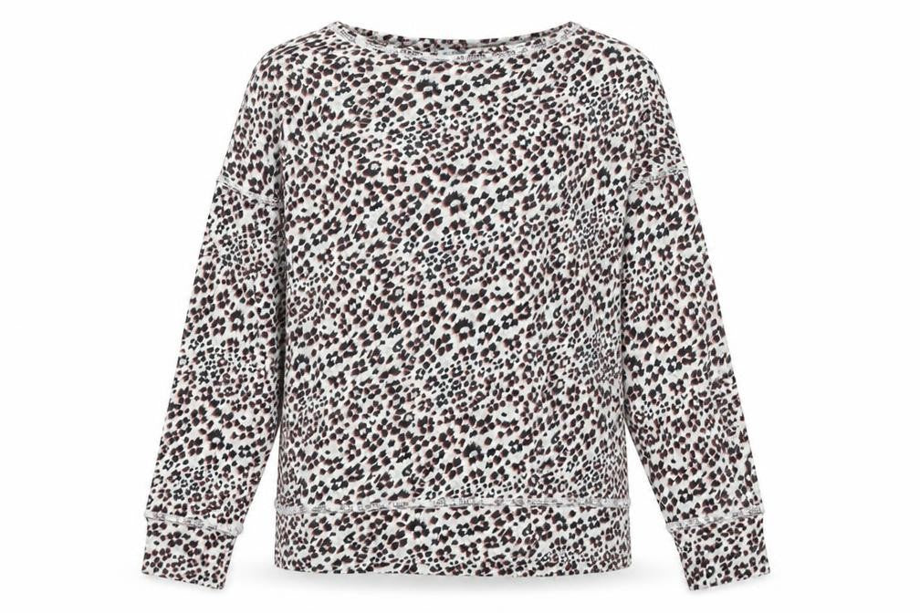 NEXT Womens White Round Neck Animal Print Cotton Pullover Jumper Size 14