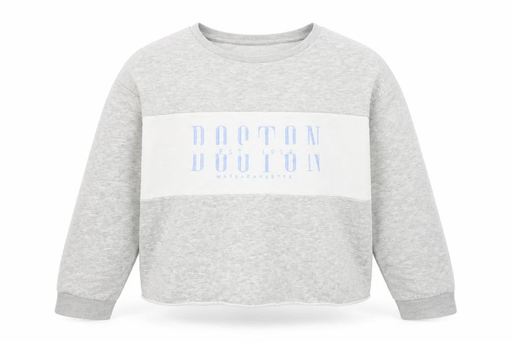 Front view of New Look girls’ grey cotton pullover sweatshirt, size 14-15, years - boston
