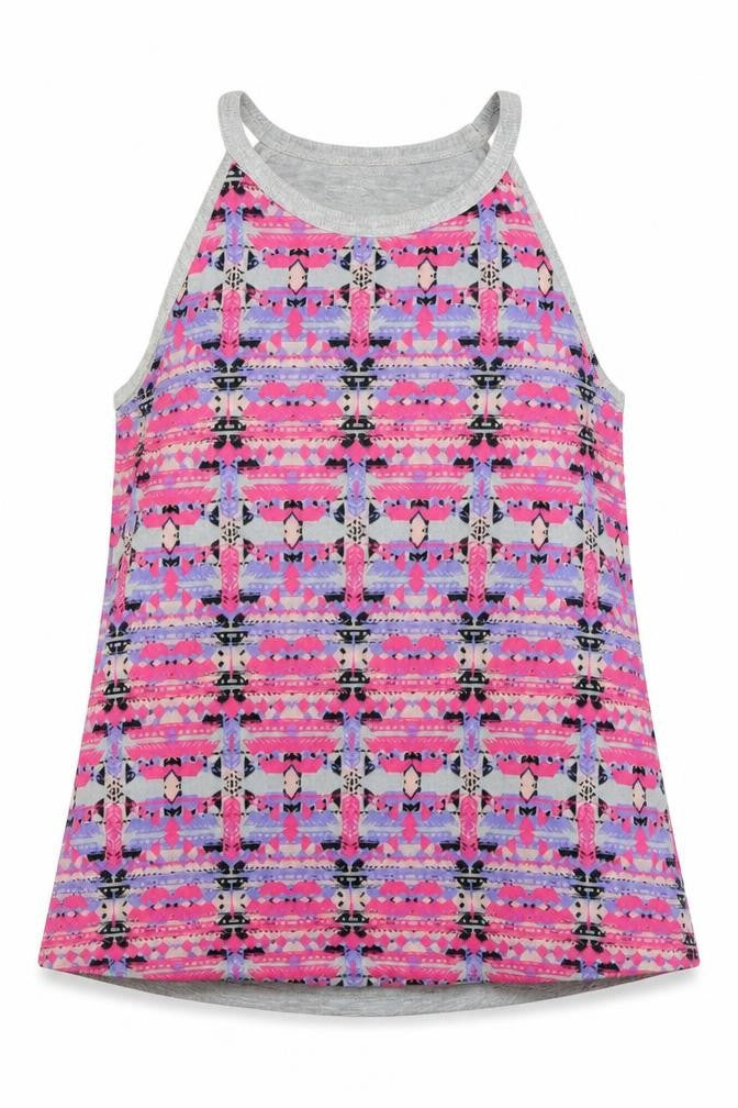 Front view of Candy Couture girls’ multicoloured geometric polyester basic casual, size 12-13, years round neck pullover