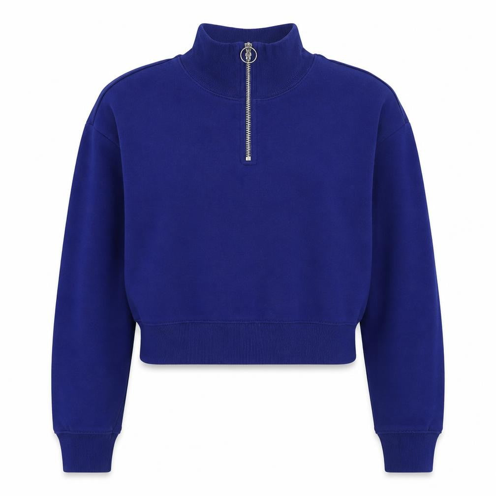 Front view of H&M women’s blue cotton pullover sweatshirt, size S, pullover - cropped