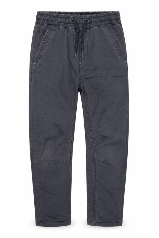 Front view of Next boys’ grey cotton cargo trousers, size 9, months regular tie