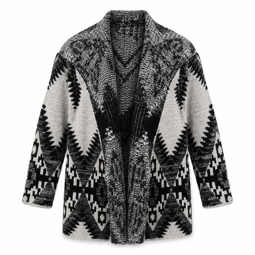 Matalan Womens Grey V-Neck Geometric Acrylic Cardigan Jumper Size S