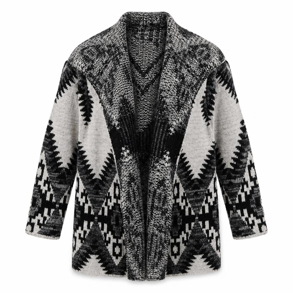 Matalan Womens Grey V-Neck Geometric Acrylic Cardigan Jumper Size S