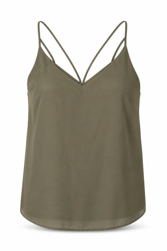 Front view of New Look women’s green polyester basic blouse, size UK 10, v-neck