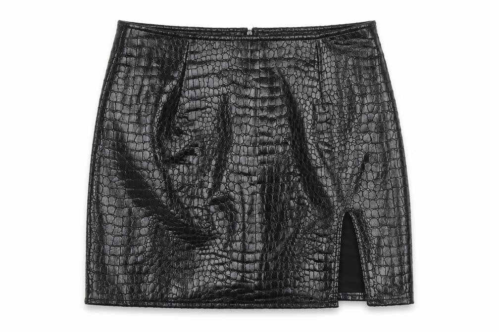 Motel Womens Black Animal Print Polyester A-Line Skirt Size L Zip