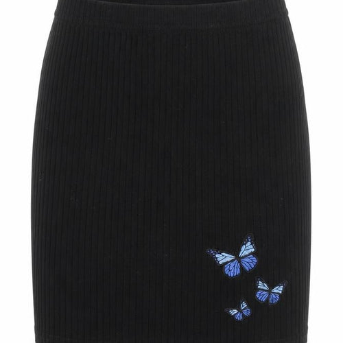 SheIn Womens Black Polyester Straight & Pencil Skirt Size S - Butterfly print