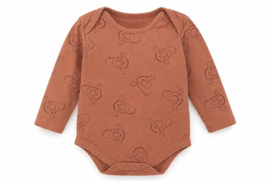 Front view of Disney Baby Baby Brown Geometric Cotton Bodysuit Outfit/Set, size 9-12, Months - Tigger