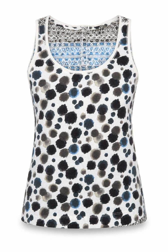 Front view of Sandwich women’s multicoloured geometric cotton basic tank, size S, scoop neck