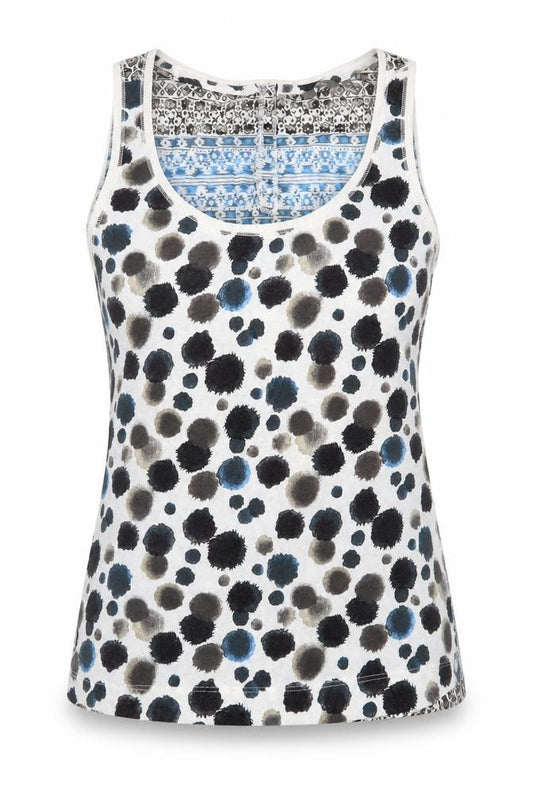 Front view of Sandwich women’s multicoloured geometric cotton basic tank, size S, scoop neck