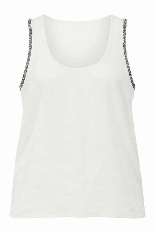 Front view of Fun & Flirt women’s white polyester basic blouse, size M, round neck