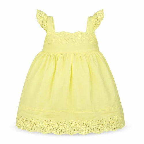 Peacocks Girls Yellow 100% Cotton Fit & Flare Size 6-9 Months Square Neck Pullover