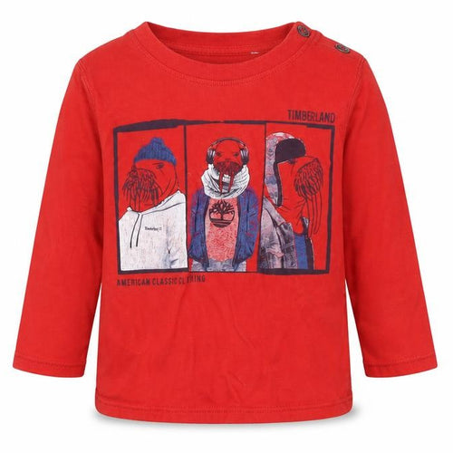 Timberland Boys Red 100% Cotton Pullover T-Shirt Size 2 Years Crew Neck Pullover - Warlus