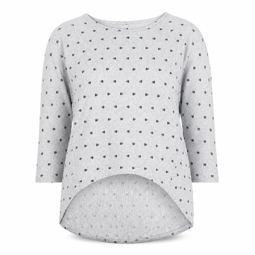 Izabel London Womens Grey Round Neck Geometric Polyester Pullover Jumper Size 8 - Dipped Hem