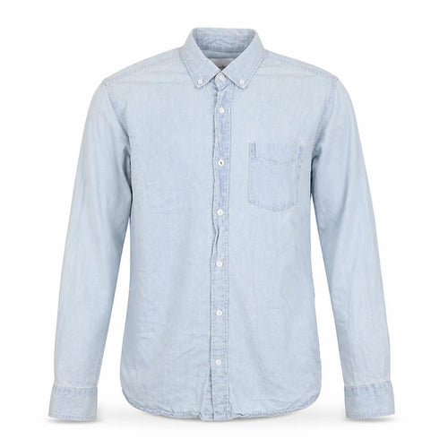 Pull&Bear Mens Blue Cotton Button-Up Size S Collared Button