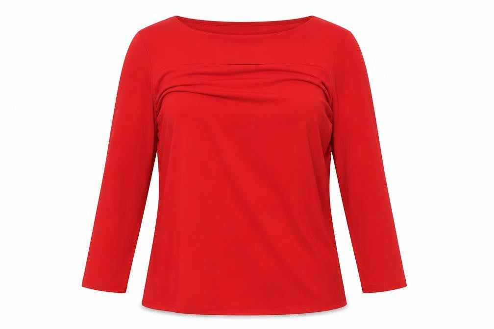 Carmen Womens Red Polyester Basic T-Shirt Size L Scoop Neck