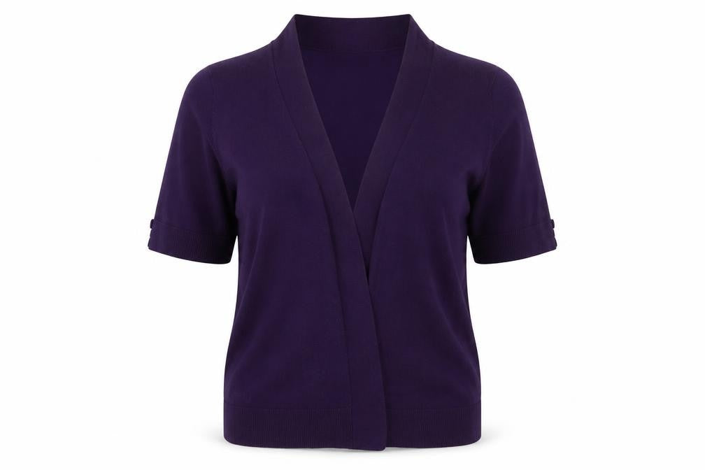 Image Womens Purple V-Neck Viscose Cardigan Jumper Size XL