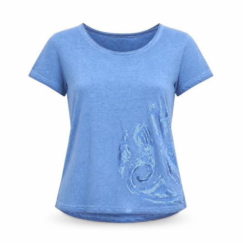 ESMARA Womens Blue Cotton Jersey T-Shirt Size S Round Neck